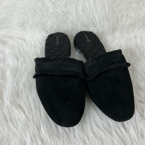 Birdies Ani Black Suede Fringe Mule Slide Flats 10 - Picture 2 of 8